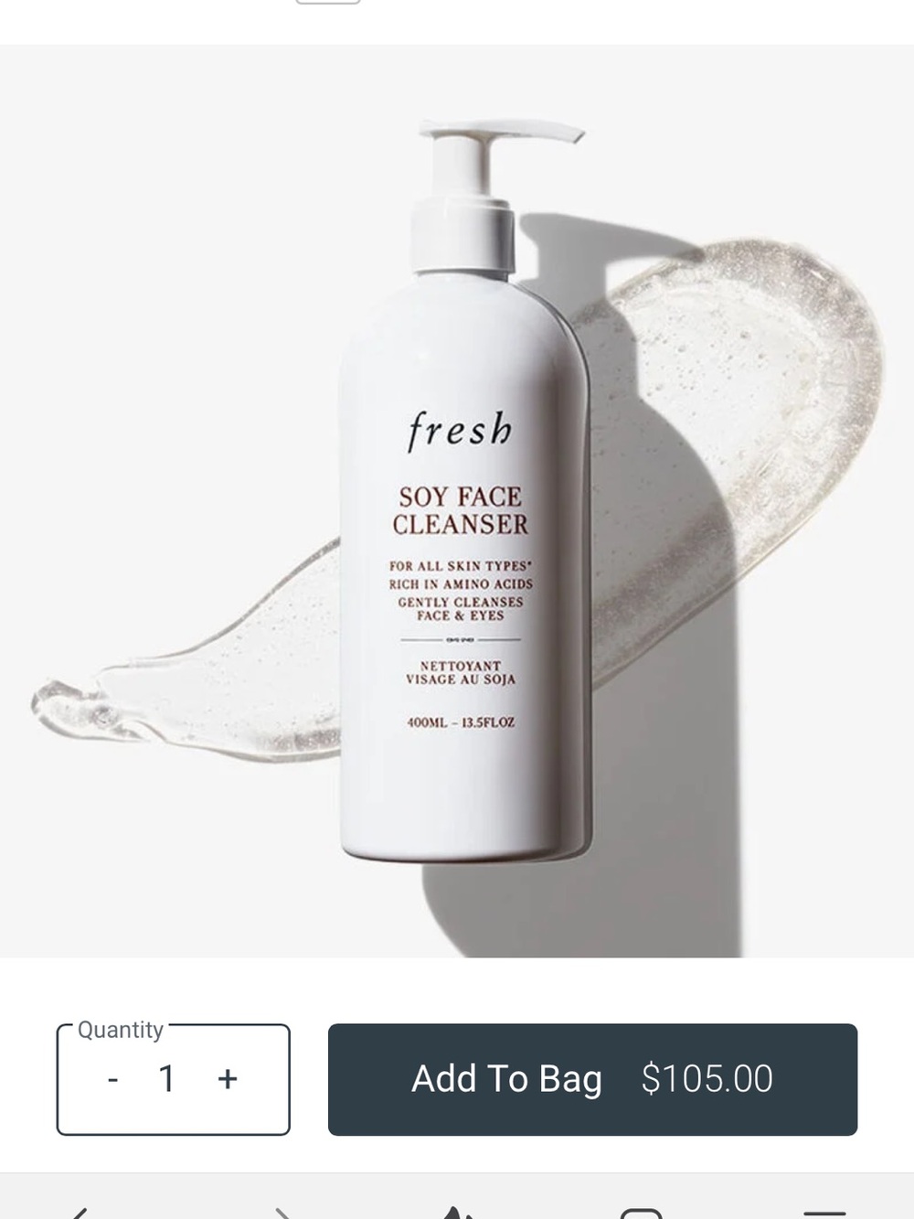 Fresh Soy Face Cleanser Wash Jumbo Size 400ml Brand New Sealed
